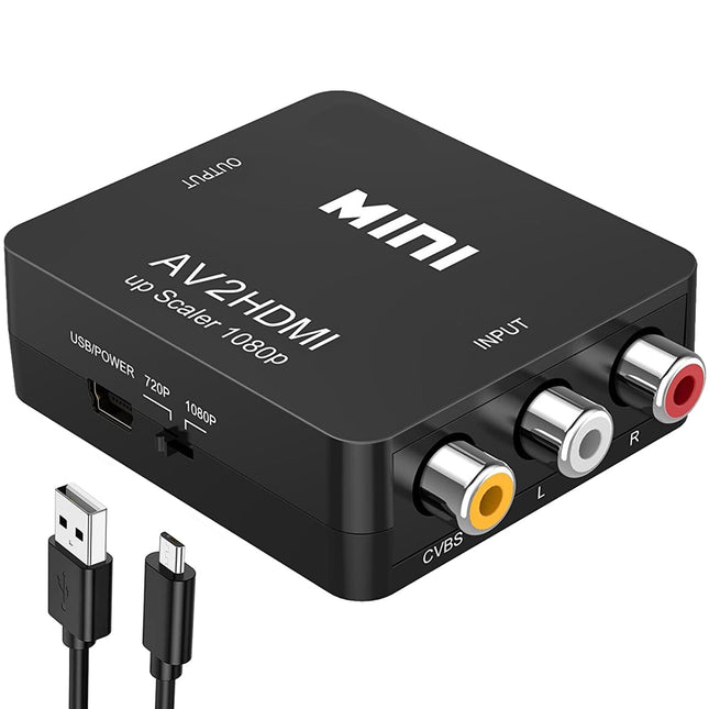 ABLEWE RCA to HDMI,AV to HDMI Converter, 1080P Mini RCA Composite CVBS Video Audio Converter Adapter Supporting PAL/NTSC