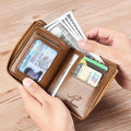 Men Wallet Zipper Genuine Leather Purs, Aiks Kangaroo Wallets, PU Stylish Soft Simple Design RFID Protected Wallet (Retro Black)