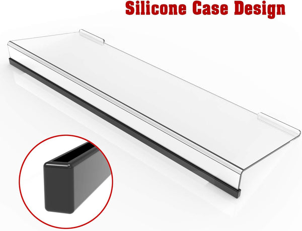 KOTEMON Acrylic Tilted Computer Keyboard Stand for Ergonomic Typing, Keyboard Tray Holder with Silicone Non-Slip Case, Clear Clear 17"x5.5"x1.5"H