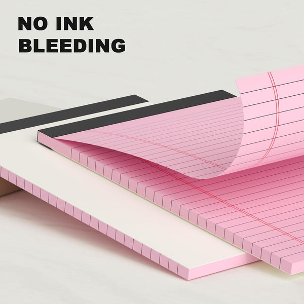 AILZFEI 6pcs Small Note Pad 5x8 College Ruled Pink Legal Pads Paper Notepads 6 Pack Study Back Writing Pads 5 x 8 Legal Pads Perforated Narrow