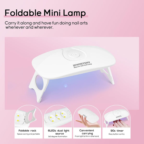 JEWHITENY Poly Extension Gel Nail Kit 14 PCS Poly Gel Kit with Slip Solution and Mini Lamp Nail Art Design Beginner A03