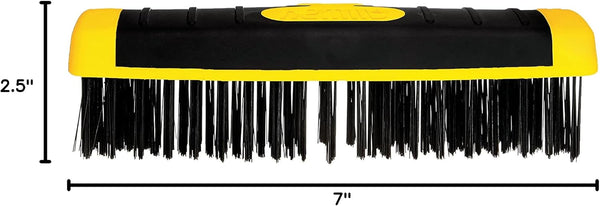 ALLWAY SB619 Carbon Steel Wire Scrub Brush Block | Soft-Grip, Threaded Pole Socket, Chemical and Solvent Resistant Bristles
