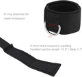 Ankle Wrist Cuffs Neoprene Padded Straps D-Ring Glute Kickback for Cable Machines Legs Exercise Adjustable Fitness D ring black