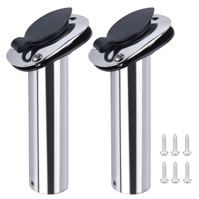 Hoffen 2Pcs Boat Stainless Steel Fishing Rod Holder Flush Mount 15/30/90 Degree 