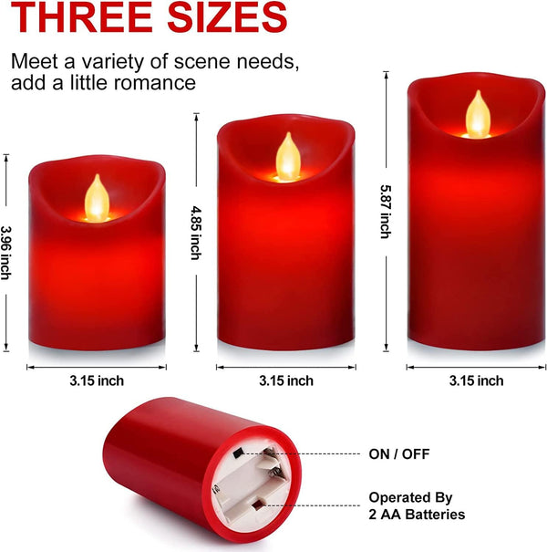 Flameless Battery Operated LED Candles, Remote Control Electric Realistic Candles Flickering Real Wax 4/5/6 Inch 3PACK with 2/4/6/8 Hour Timer for