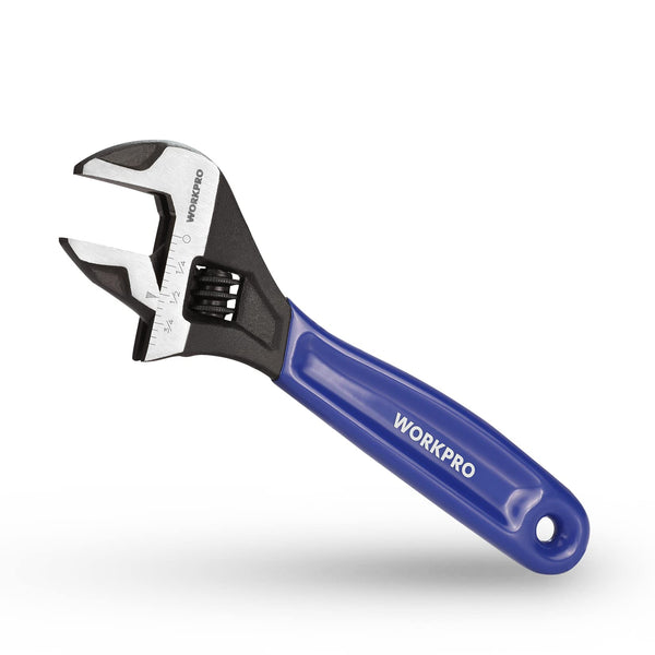 WORKPRO 6-Inch Adjustable Wrench, Cr-V Steel Wrench, Wide Jaw Black Oxide Wrench, Metric & SAE Scales, for Home, Garage, Workshop and DIY