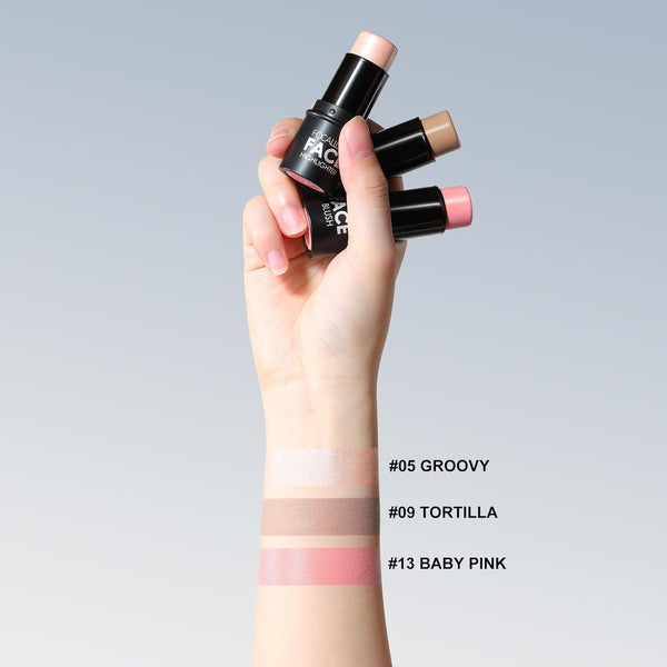 FOCALLURE 3 Pcs Cream Contour Sticks,Shades with Highlighter & Bronzer & Blush,Non-Greasy Long-Wear Face Contouring Pen,Easy to Sculpt the Face