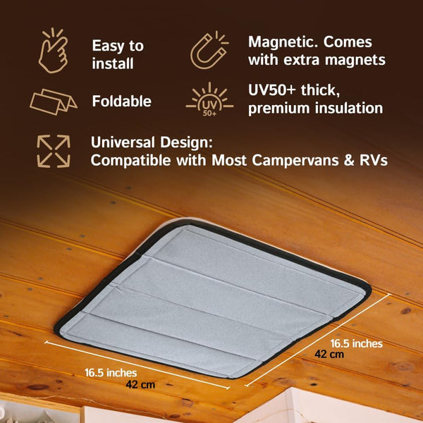 Living in a Bubble Magnetic Insulated Roof Vent Sun Cover for Maxxair Fan, Fantastic Fan, RV Fan Vent Cover, 16.5" X 16.5" - White