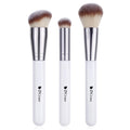 DUcare Foundation Contour Blush Conceal Brush Set, 3PCS Angled Synthetic Kabuki Brush for Blending Setting Buffing with Liquid, Cream and Powder