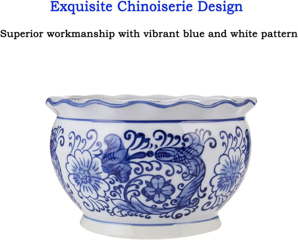HakkaGirl Blue and White Planters, Succulent Pots Ceramic Plant Pots Indoor with Drainage for Home Décor - Set of 3 Blue and White - Art Decor Set