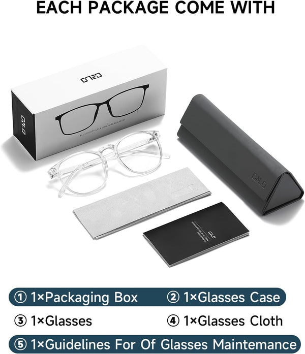 Blue Light Blocking Glasses,Computer Glasses,Anti Eyestrain, Lightweight Frame Eyeglasses,Men/Women… (Crystal)