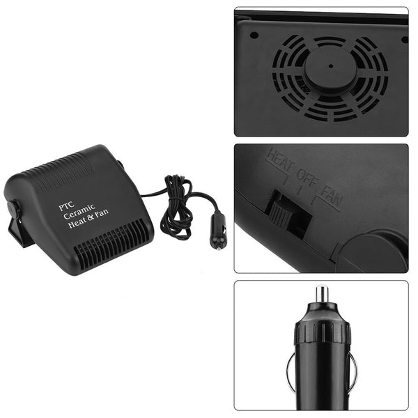 Car Heater Defroster,12V Cooling Fan Heater 2 in 1 Portable Fast Heating Low Noise Car Ceramic Heating Windshield Defroster Demister