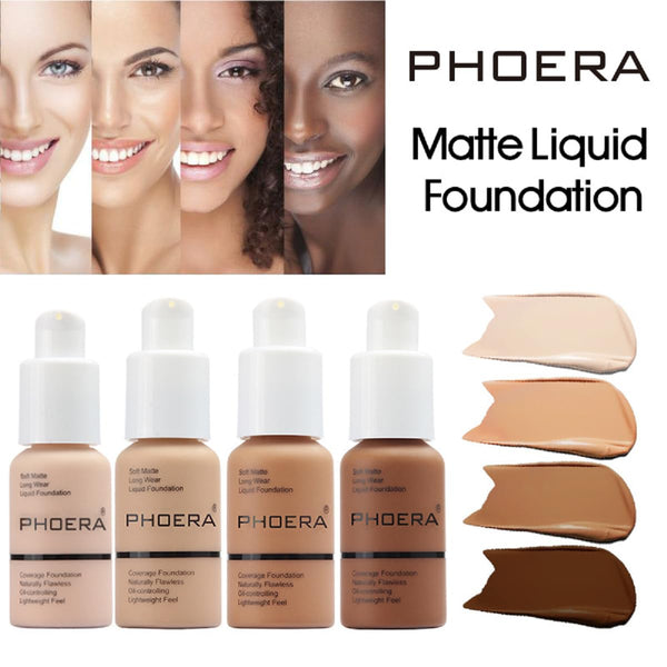 2 Pack PHOERA Foundation, Long-Lasting Waterproof Oil Full Coverage Flawless Soft Matte Liquid Foundation.105 San 2 Count (Pack of 1) 105 Sand