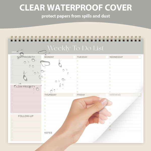 Weekly to Do List Notepad, Undated Planner with 52 Sheets (8.5''X11''), Desk Weekly Planner for Women & Man, Home School & Work-Green