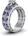 Couple Ring Bridal Sets His Hers Women 10k White Gold Filled Men Tungsten Carbide Wedding Engagement Ring Band women's size 7 & men's size 10