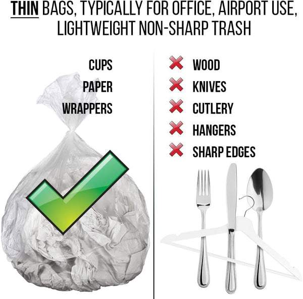 8 Gallon Trash Bags – 150 Small To Medium Garbage Bags | 24" x 24" Clear Waste Basket Trash Bags | Commercial Bulk Plastic Bathroom Trash Can