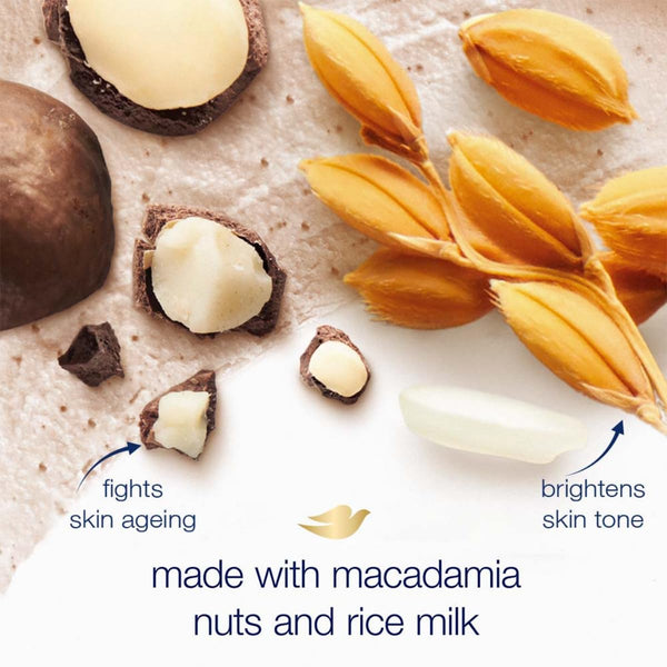Dove Scrub Macadamia & Rice Milk Reveals Visibly Smoother Skin Body Scrub That Nourishes Skin 10.5 oz 10.5 Ounce (Pack of 1)