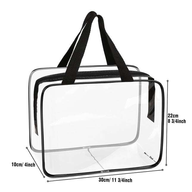 APREUTY Clear Makeup Bags, TSA Approved 3 Pcs Large Cosmetic Makeup Bags Set Clear PVC with Zipper Handle Portable Trave