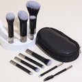 Portable ON THE GO Makeup Brush Set, COSHINE 10pcs Easy-taken Mini Full Complete Function Cosmetic Brushes Kit with Brush Pouch (black)