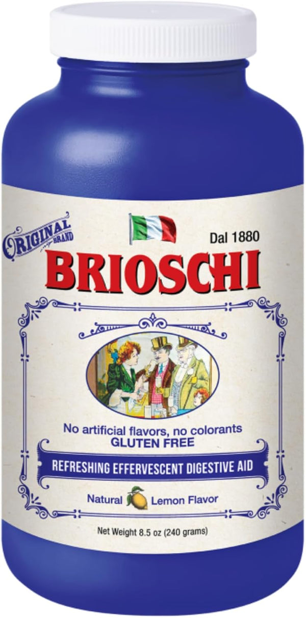 Brioschi Italian Lemon Flavored Effervescent Heartburn, Upset Stomach, Acid Indigestion, 8.5 Oz Bottle (Pack of 2)