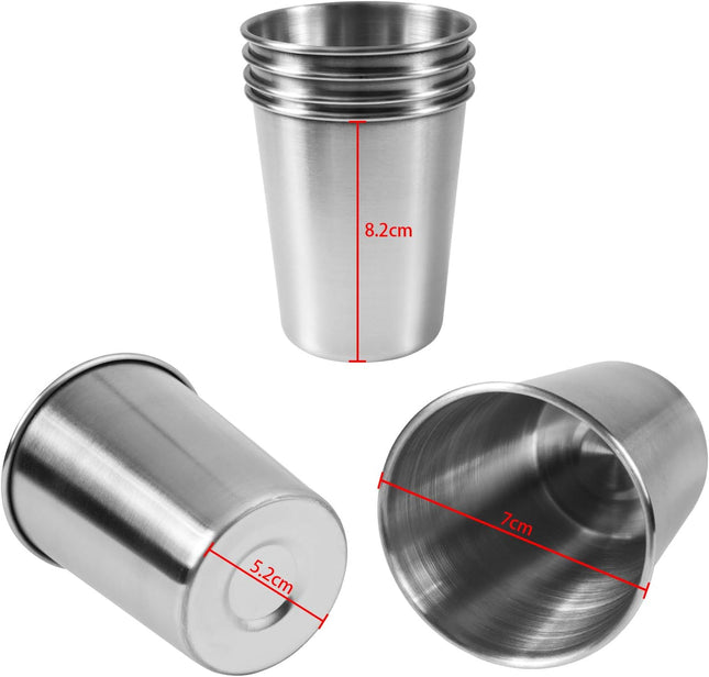 EVERMARKET 6 Pack 8 Ounce 230Ml Stainless Steel Cups Shatterproof Pint Drinking 