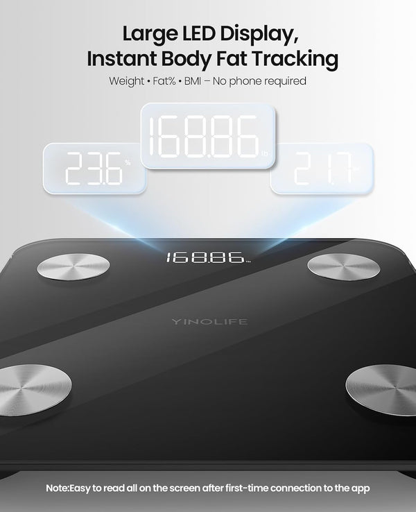 Scale for Body Weight, Digital Smart Bathroom Weight Scale with BMI, Body Fat, Muscle Mass, Accurate 20 Body Composition Scale, 10.2" Compact