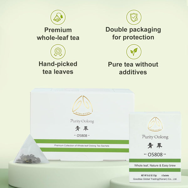 GTGLOTRA Oolong Tea Bags, 24 Whole Leaf Tea Bag, Alternative To Caffeine, 100% Natural Pure Tea, Stress Relief Pyramid Teabags, Suitable for