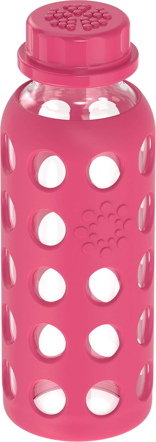 Lifefactory 9-Ounce Bpa-Free Glass Water Bottle with Flat Cap and Silicone Sleev