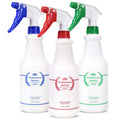 Plastic Spray Bottle (3 Pack, 24 Oz, 3 Colors) Heavy Duty All-Purpose Empty Spraying Leak Proof Mist Water Bottles for Cleaning Solutions Plants