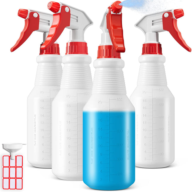 Spray Bottles (4 Pack, 24 Oz) Refillable Empty Plastic Water Spraying Bottle for