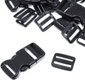 5 Set Each of 1 Inch Flat Side Release Buckles and Tri-Glides with 5 Yards of Nylon Webbing Straps - Ideal for DIY Luggage Straps, Pet Collar,