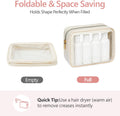 PACKISM Clear Makeup Bag - Soft Plastic Color-Edged TSA Approved Toiletry Bag, Reusable Clear Toiletry Bags with Golden Zipper, Beige