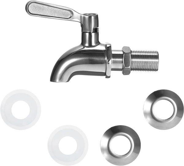 BTSKY™Stainless Steel Beverage Dispenser Replacement Spigot Fits 16mm（5/8 inch）Opening - No Lead Dispenser Replacement Faucet, Polished Finish Silver
