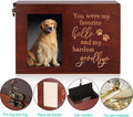 Pet Memorial Urns for Dog or Cat Ashes, Large Wooden Funeral Cremation Urns with Photo Frame, Keepsake Memory Box with Black Flannel Lining