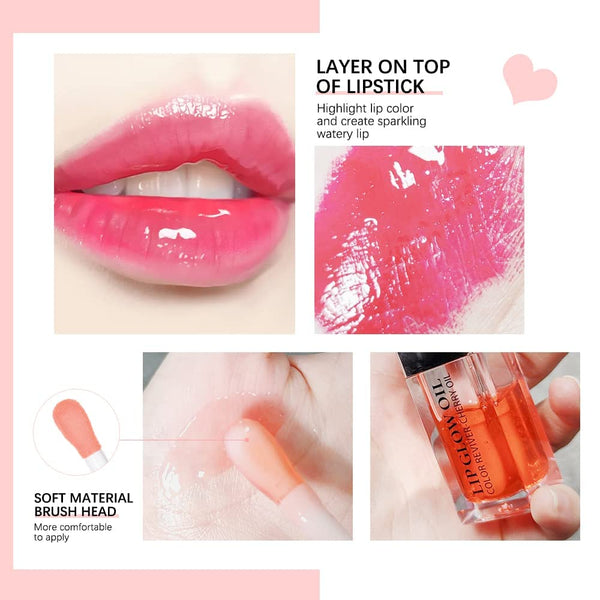 Sokgo Hydrating Lip Glow Oil, Plumping Lip Gloss, Moisturizing Lip Oil Gloss, Transparent Moisturizing Lip Balm, Natural Lip Plumper 2PCS Clear