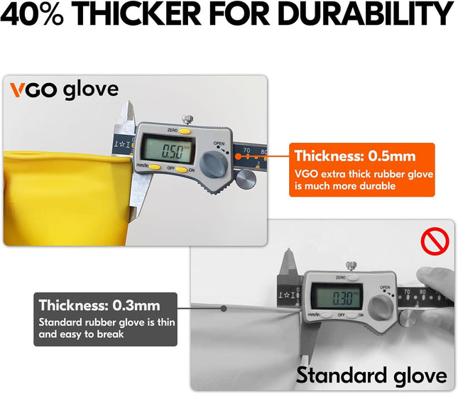 Vgo... 1-Pair Reusable Household Gloves, Rubber Dishwashing Gloves, Extra Thickn