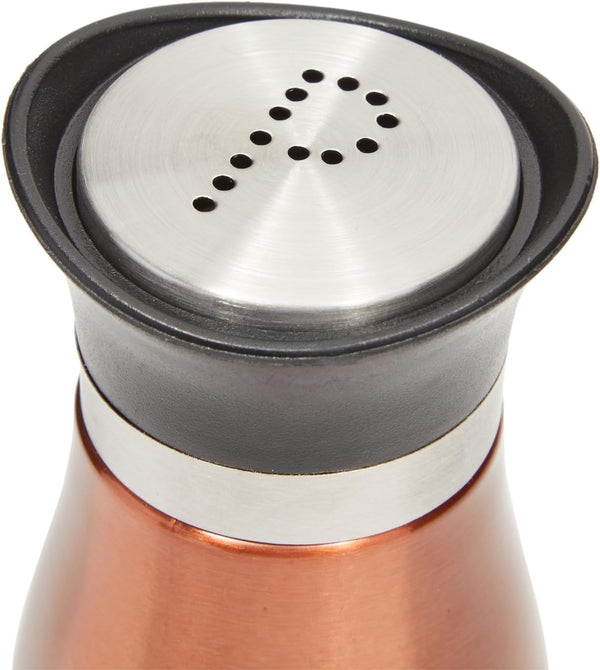 Juvale Stainless Steel Copper Salt and Pepper Shakers Set with Glass Bottom, Screw-Off Caps, Perforated "S" and "P" Designs for Kitchen, 2.5 x 2.5
