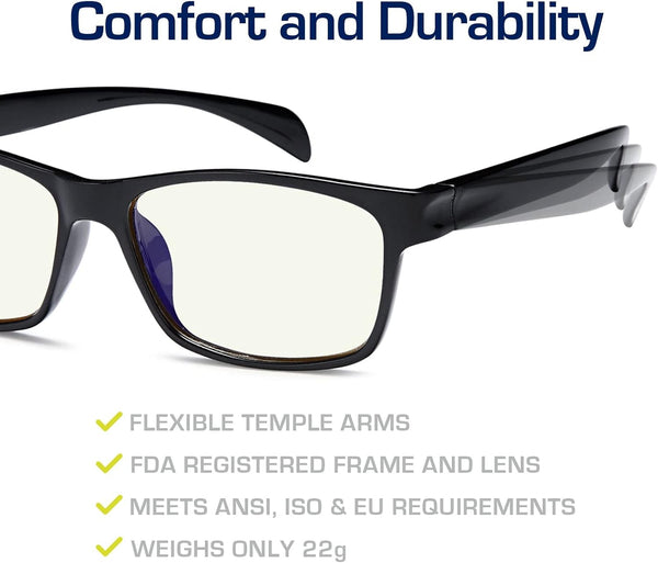 Gamma Ray Computer Blue Light Blocking Gaming Glasses w/Amber Tint and Anti Glare UV Digital Eyestrain 0.00x