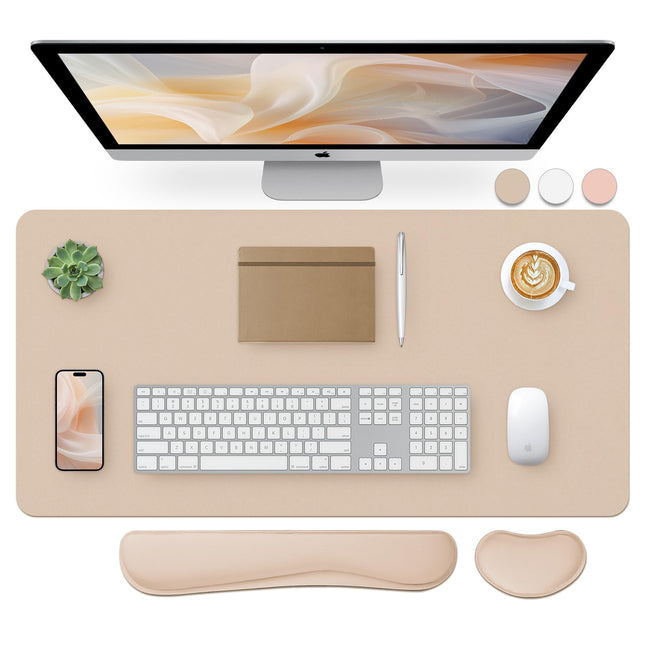 Bloss Leather Desk Pad and Keyboard Wrist Rest, Large Mouse Pad + Keyboard Pad+M