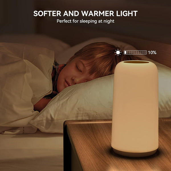 Touch Bedside Table LED Lamp, [Sleek Design & RGB Mode] Multi-Color Dimmable with Warm White Lights, Birthday Gifts for Women Mom, Smart