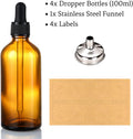 AOZITA 4 Pack, 100ml Dropper Bottles with 1 Funnel & 4 Labels - Essential Oils Bottles for Health, Personal Care & Beauty - 3.4oz Thick Dark Amber