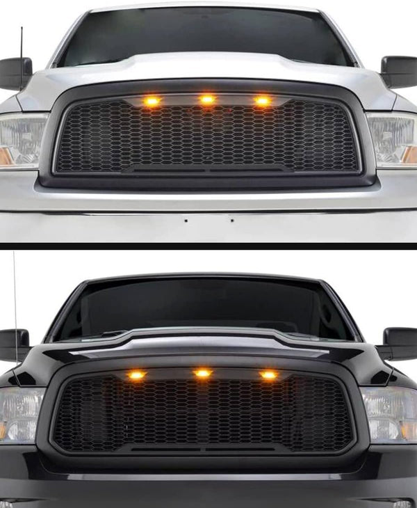 Amber LED Lights 3PCS Front Grille Raptor Lamps Car Accessories with Harness and Fuse, Compatible with 2004-2019 For-d F150 & 2013-2018 Ram 1500