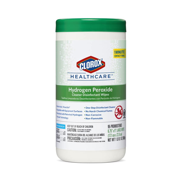 Clorox Healthcare Hydrogen Peroxide Cleaner Disinfectant Wipes, 6.75" x 9", 95 Count (Package May Vary) 95 Count (Pack of 1)