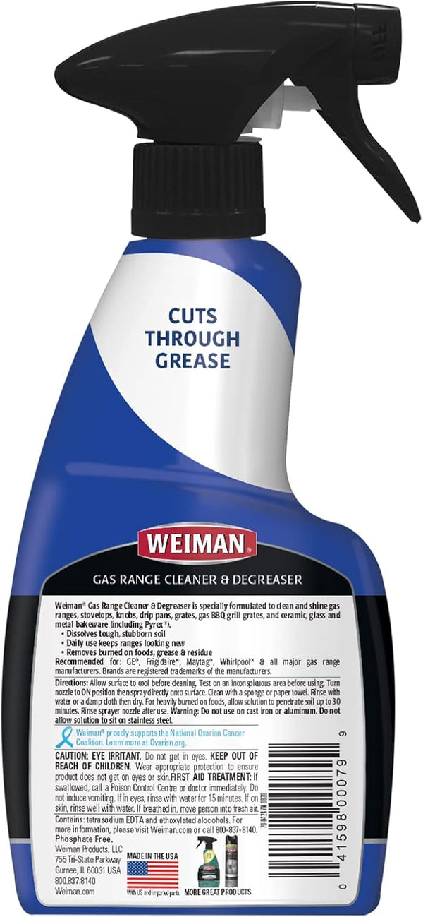 Weiman Gas Range Cleaner and Degreaser, Single, Lemon, 1 Count (Pack of 1)