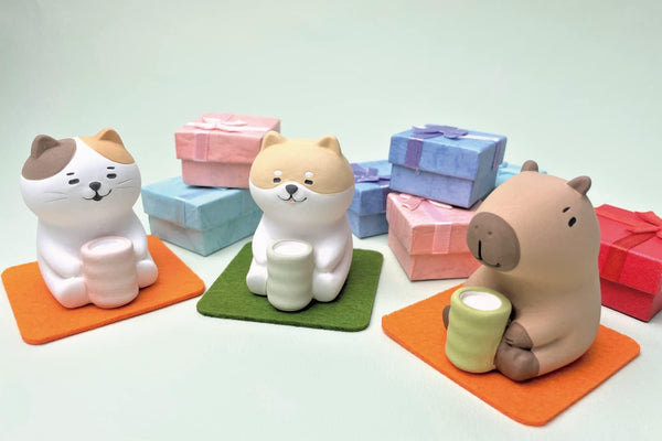 Stone Diffuser Tea-Drinking Animals [ Designed in Japan] Non Electric Passive Diffuser for Essential Oil and Aromatherapy (Ceramic/Clay)