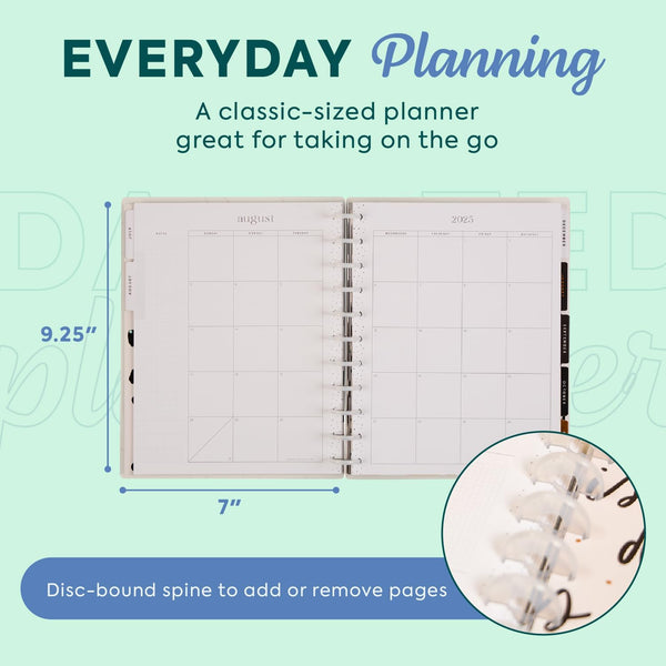 Happy Planner Disc-Bound Academic Planner July 2025 - June 2026 Daily, Weekly and Monthly - 3 Bonus Months, Big Size, Horizontal Layout, Onyx &