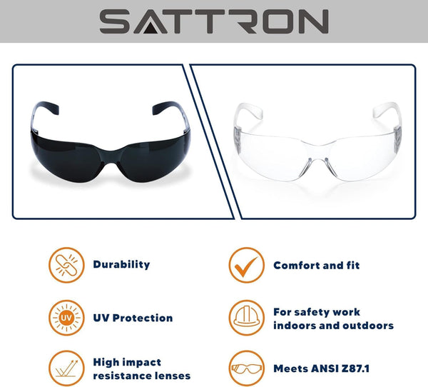 24 Pack of Tinted Safety Glasses (Protective Safety Sunglasses) Ploycarbonate Dark Smoke Lenses for UV Protection, Scratch & Impact Resistant,