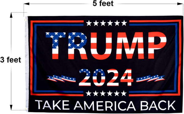 Double-Sided Trump 2024 Flag - Take America Back - 3x5 Foot Indoor Outdoor Decoration Banner With a FREE Sticker - Double-Sided Banner With Vivid