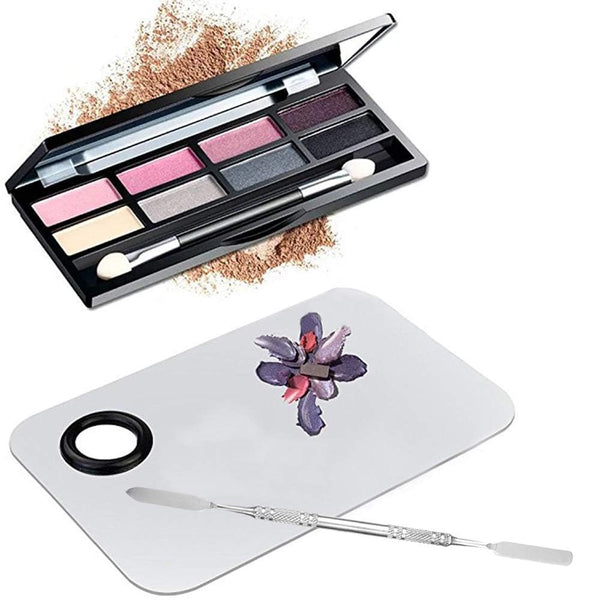 Professional Stainless Steel Makeup Palette Cosmetic Palette with Spatula Tool for Nail Art Eye Shadow Eyelash Makeup Professional Pigment