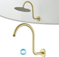 13 Inch High Rise S Shape Shower Extension Arm with Flange,Brushed Gold Shower Head Extender Arm Wall Mounted,Standard 1/2" Connection-Bathroom